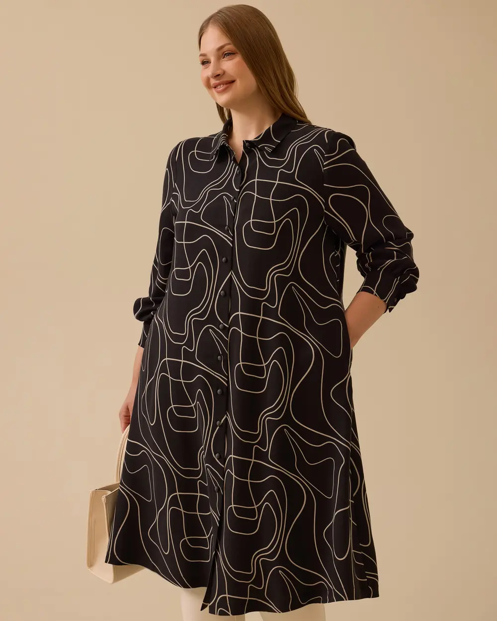 Plus Size Patterned Long Tunic