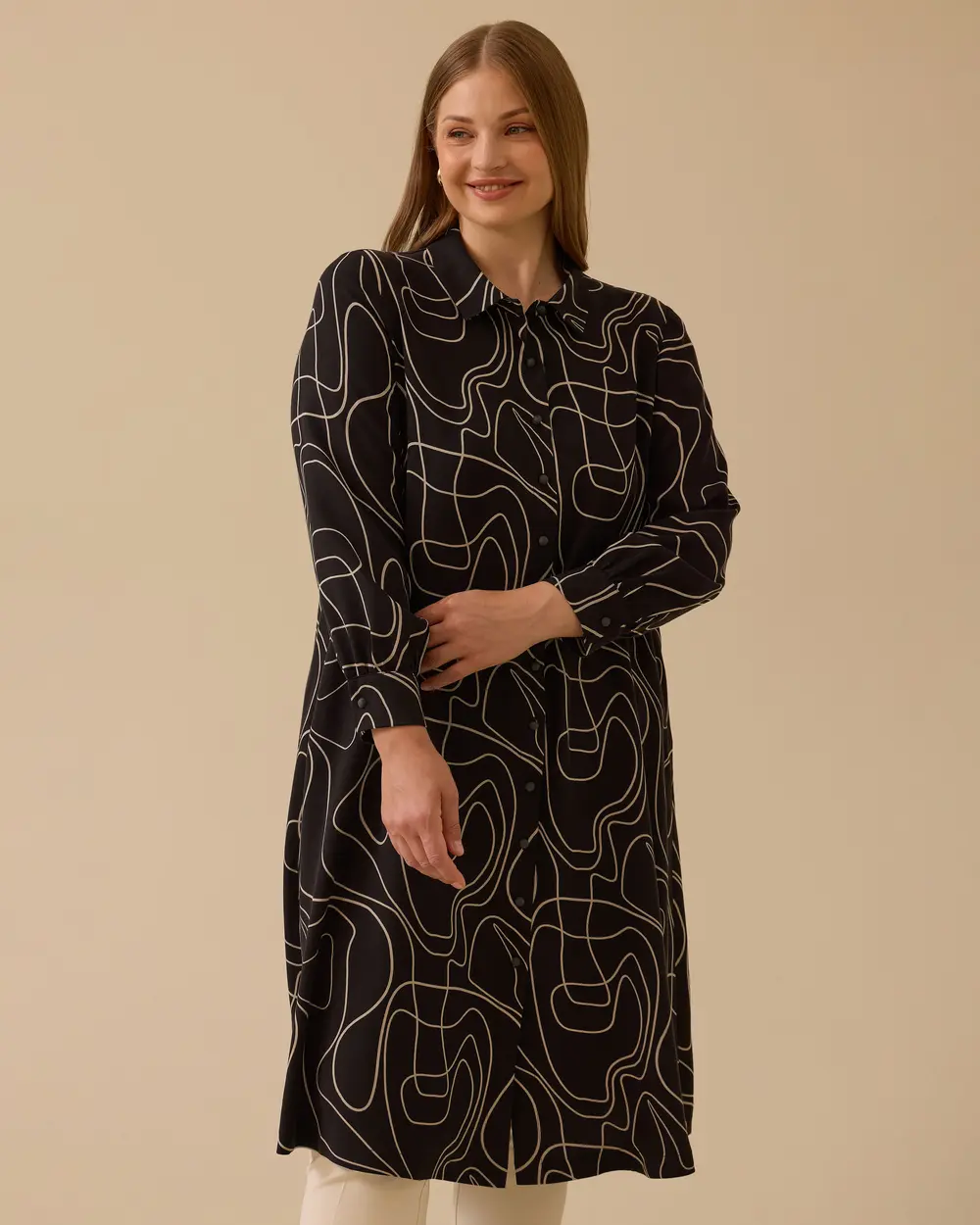 Plus Size Patterned Long Tunic