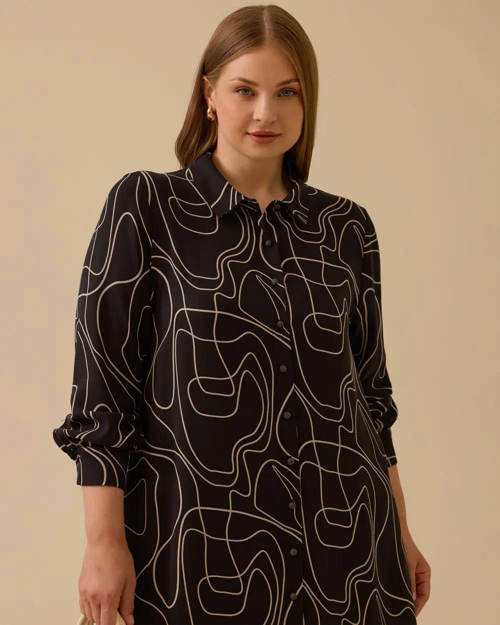 Plus Size Patterned Long Tunic