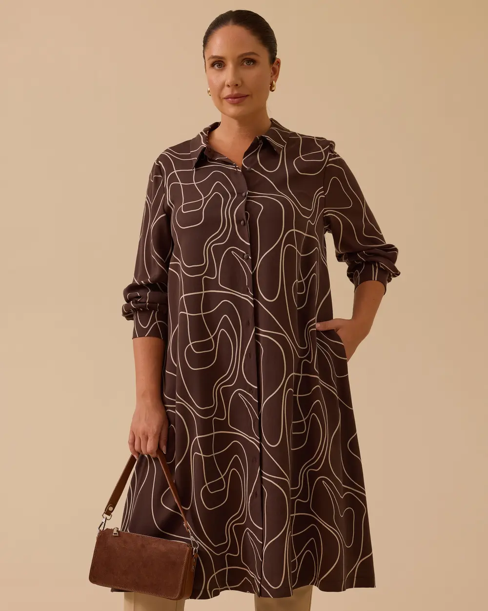 Büyük Beden Desenli Uzun Tunik