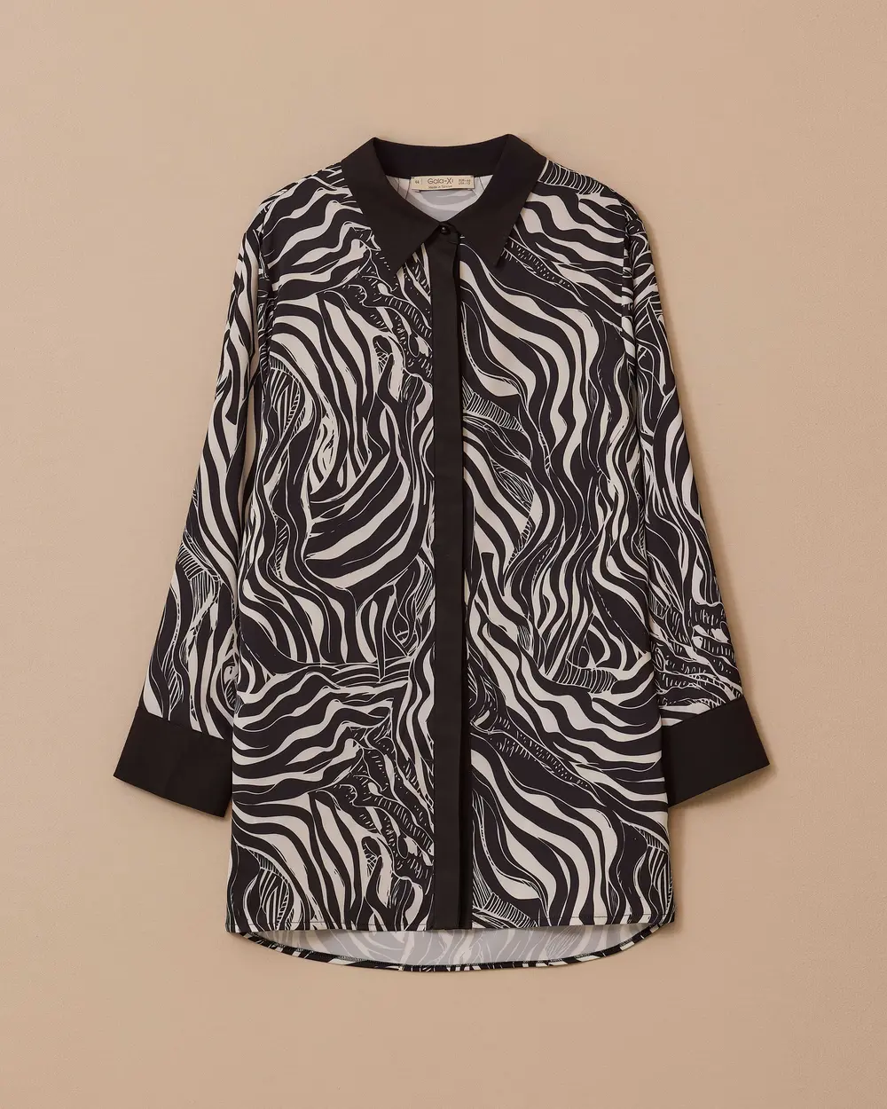 Büyük Beden Zebra Desenli Gömlek Tunik