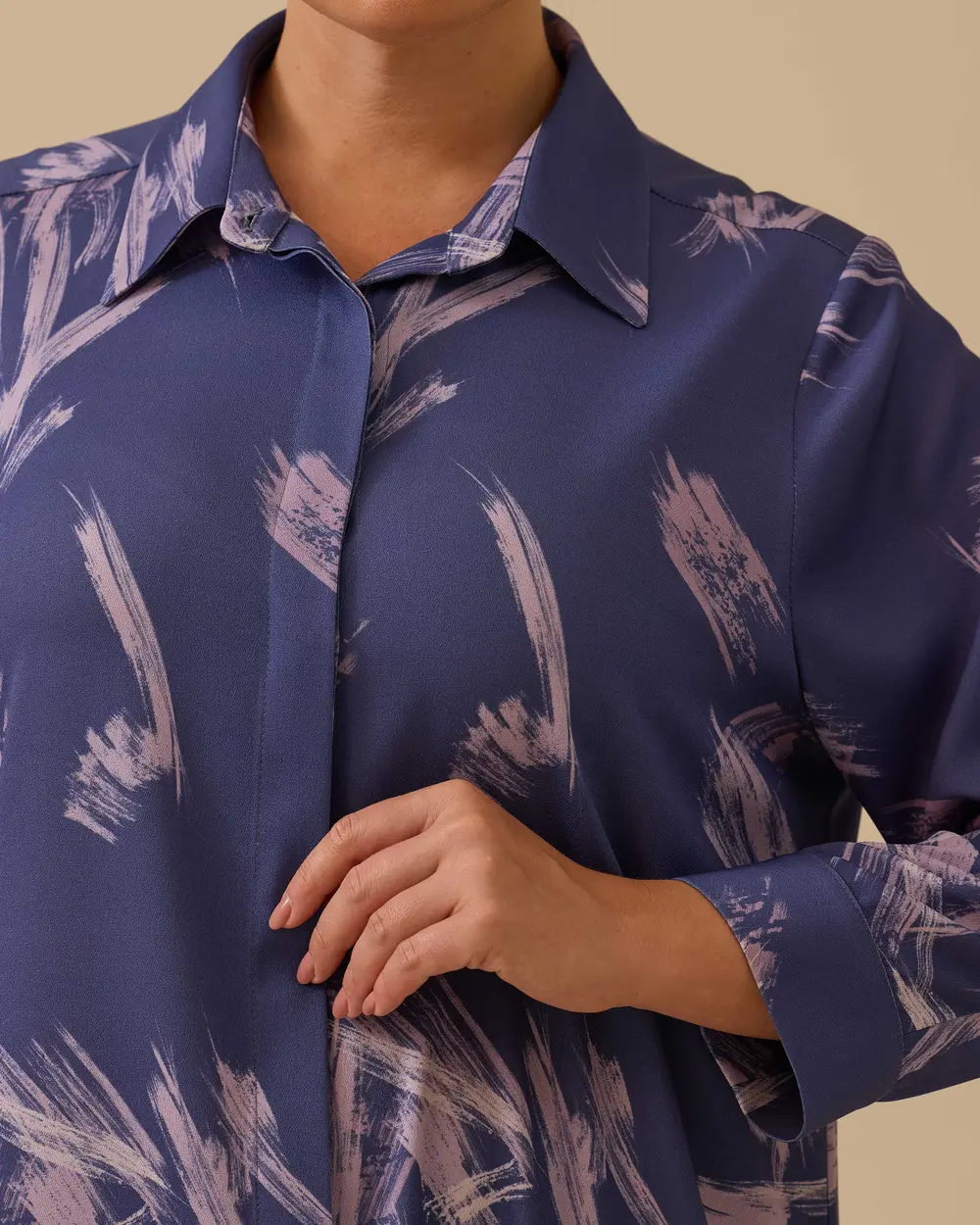 Plus Size Patterned Long Sleeve Shirt