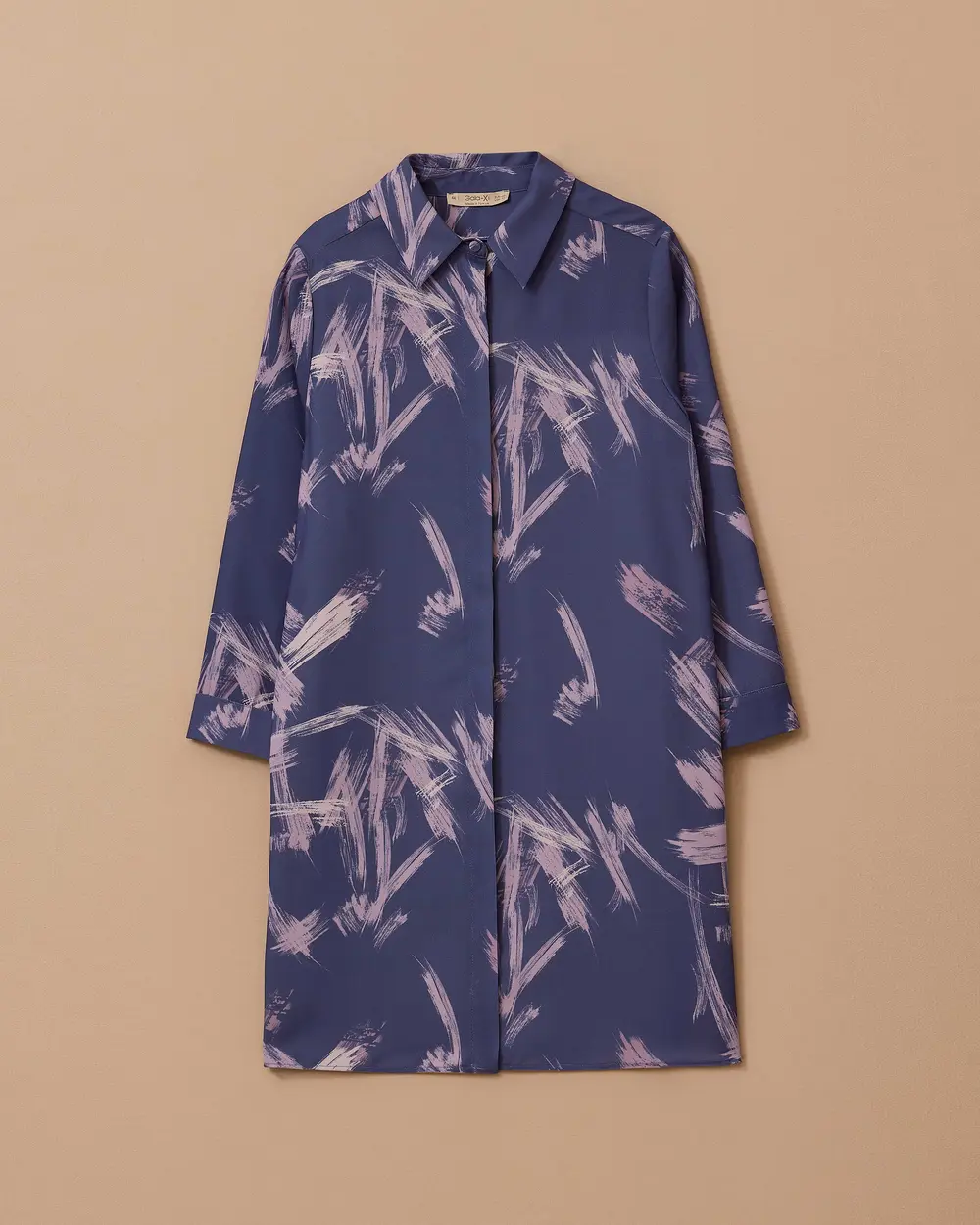 Büyük Beden Desenli Uzun Kollu Gömlek