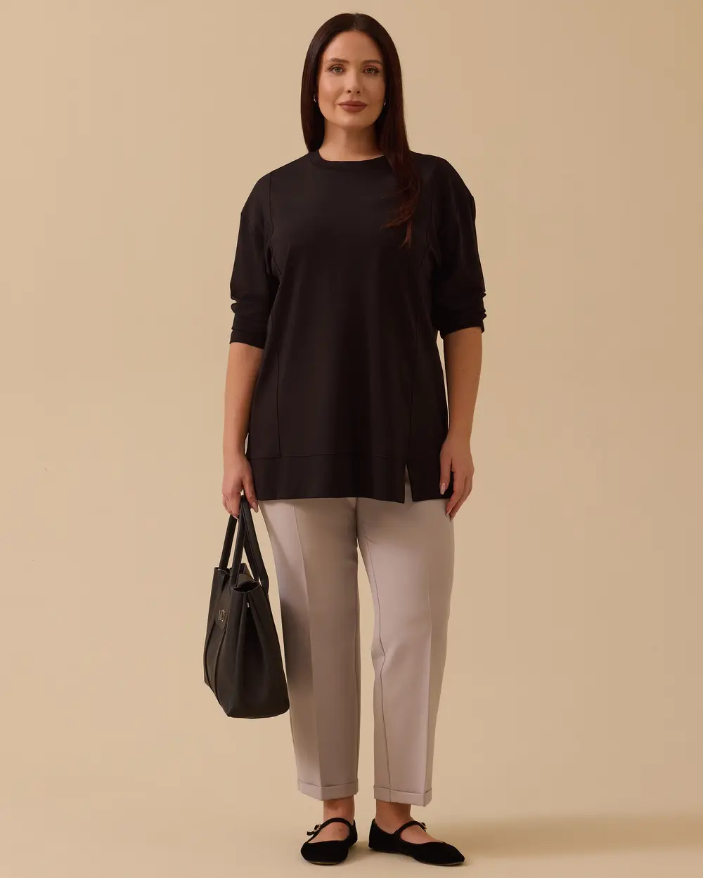 Büyük Beden Uzun Kollu Basic Tunik