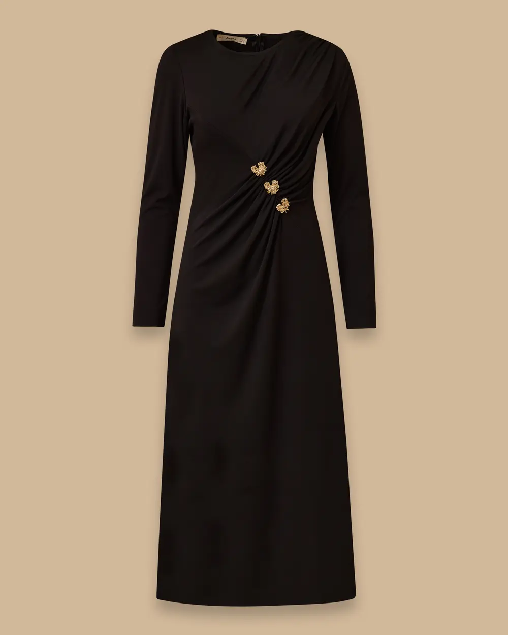 Gold Accessory Detailed Draped Dress