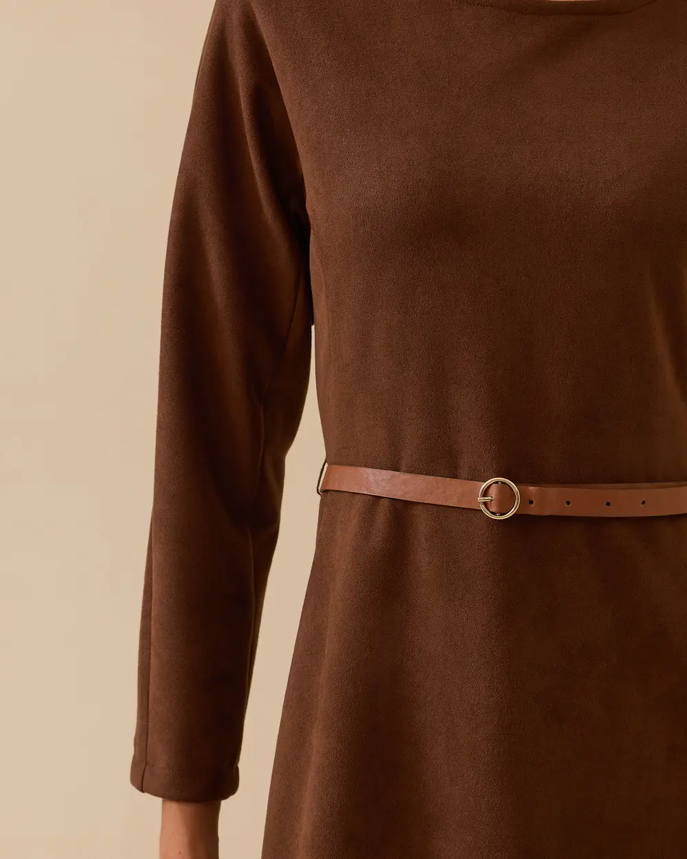 Kemerli Süet Elbise