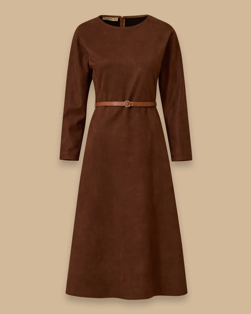 Kemerli Süet Elbise
