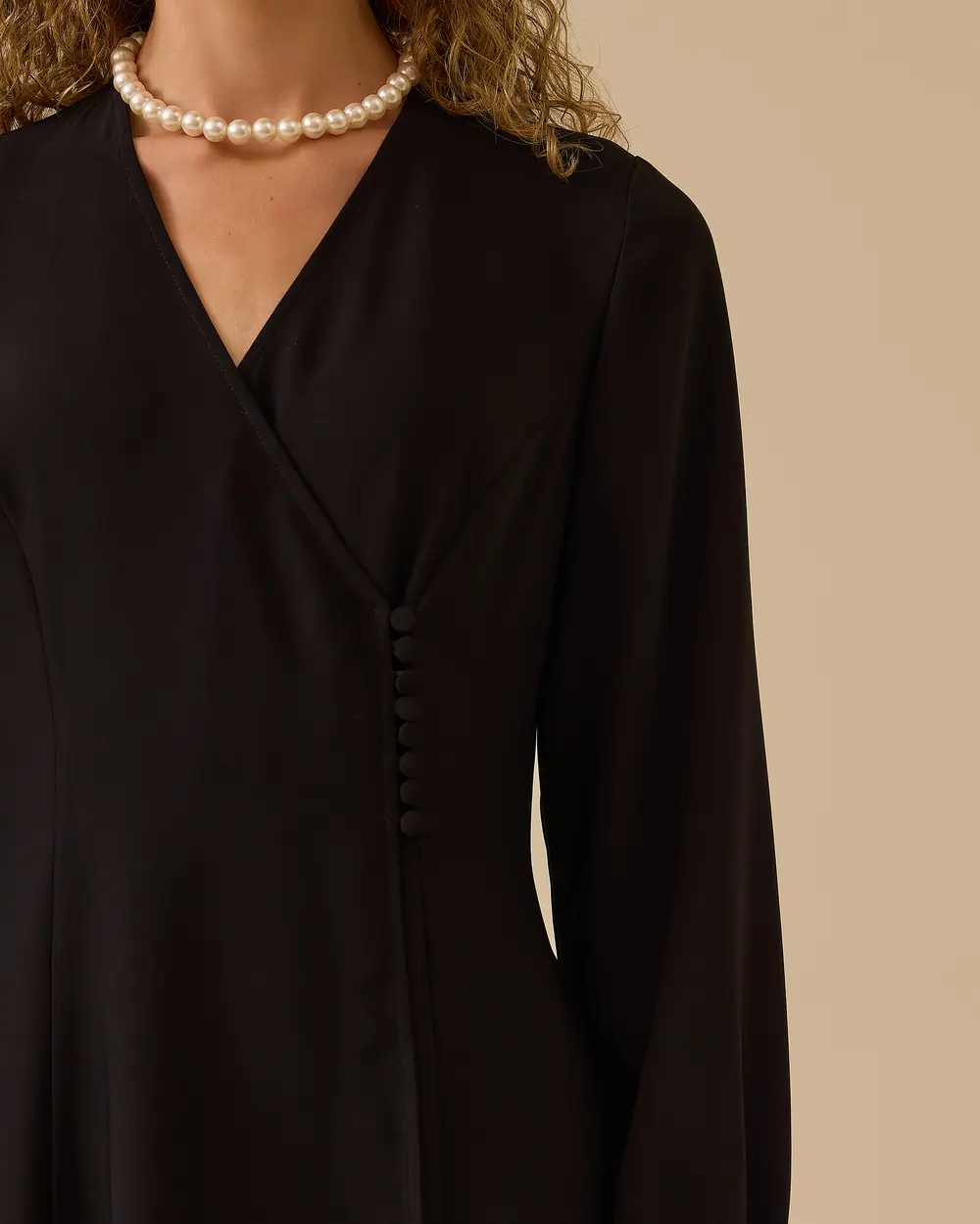 Düğme Detaylı Kruvaze Elbise