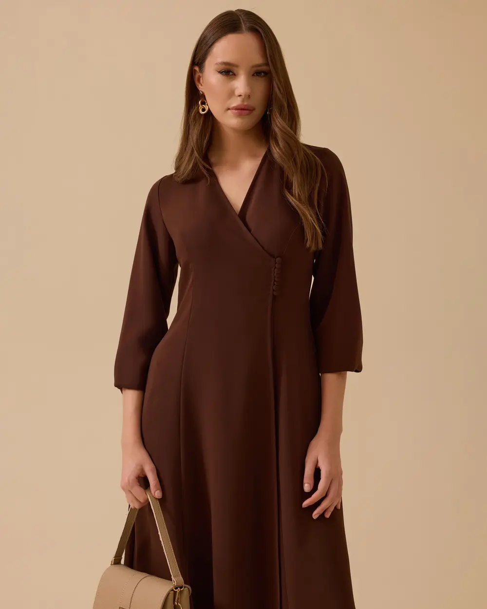 Double-breasted Dress with Button Detail