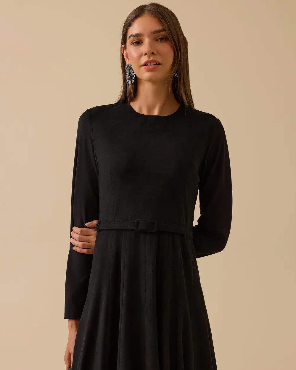 Kemerli Süet Kloş Elbise