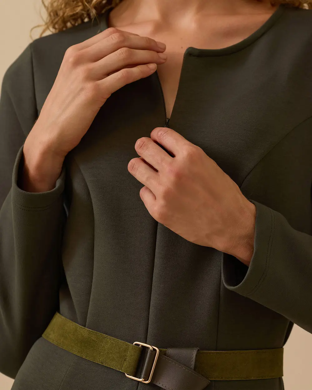 Kuşaklı Kemer Detaylı Elbise