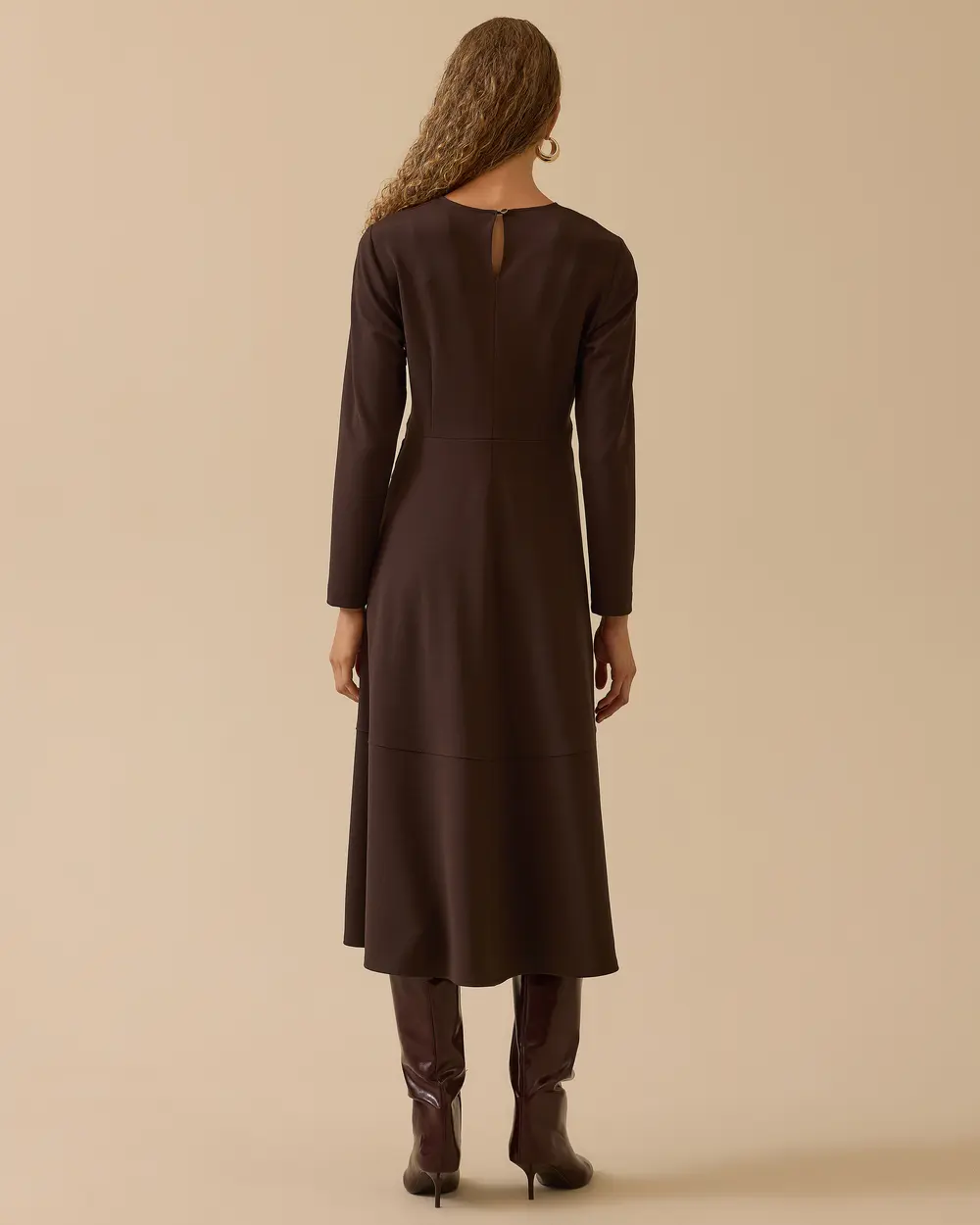 Tokalı Bel Detaylı Midi Elbise