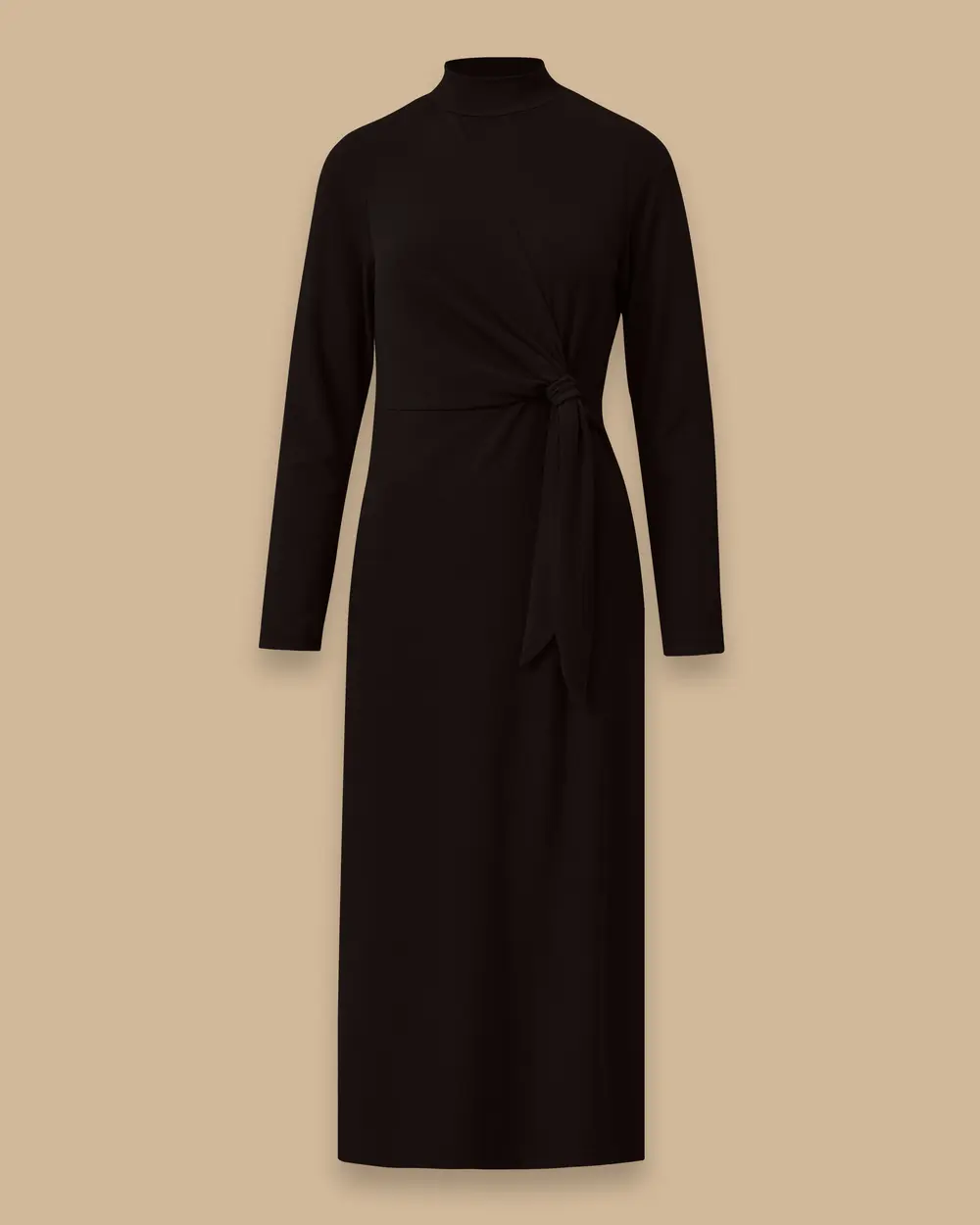 Dik Yaka Bağlama Detaylı Midi Elbise