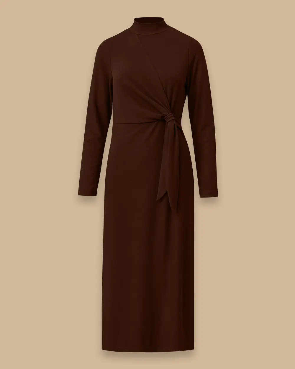 Dik Yaka Bağlama Detaylı Midi Elbise