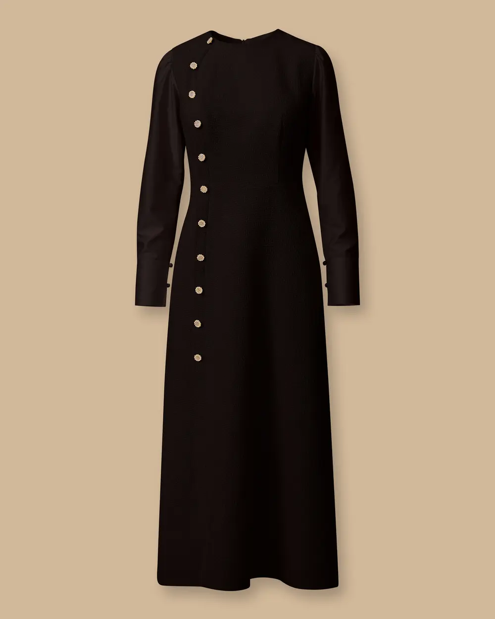 Button Detailed Midi Tweed Dress