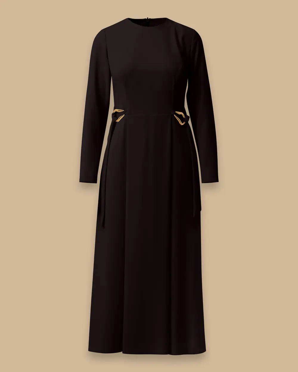 Metal Aksesuarlı Krep Elbise