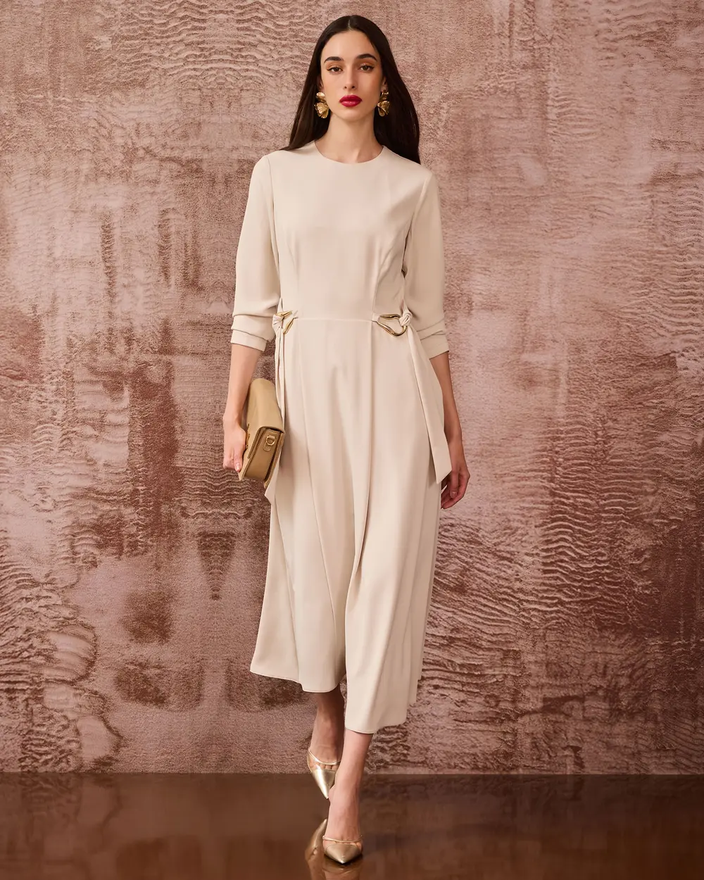 Crepe Dress with Metal Accessories