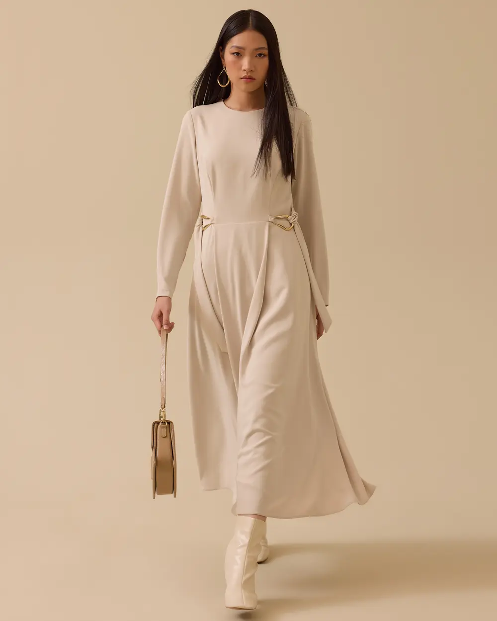 Crepe Dress with Metal Accessories