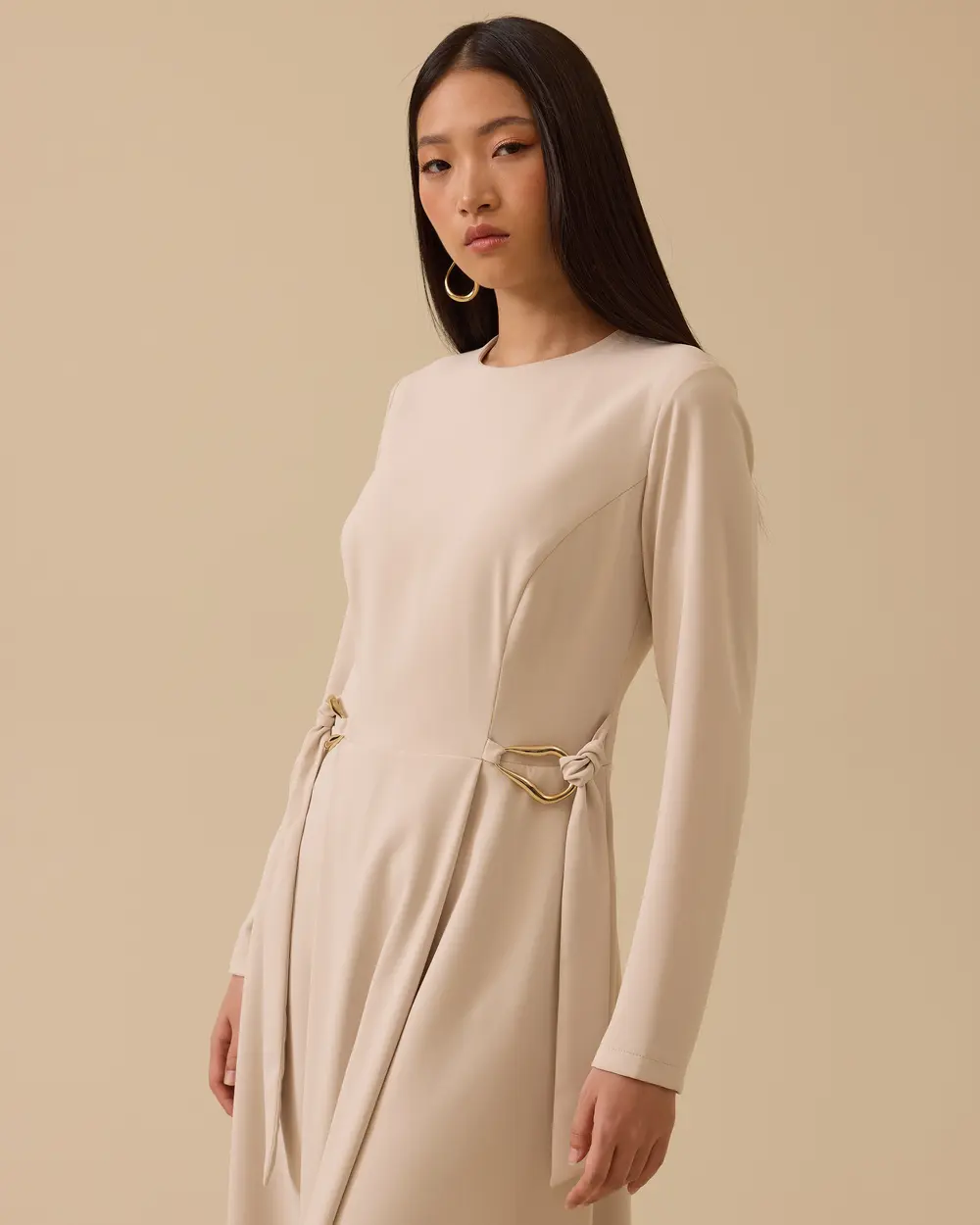 Crepe Dress with Metal Accessories