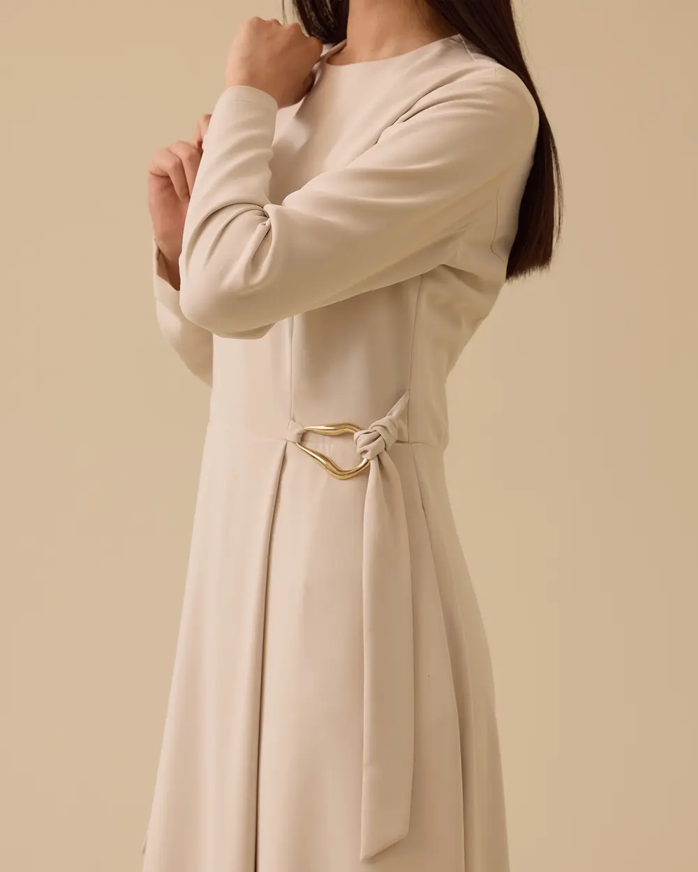 Crepe Dress with Metal Accessories