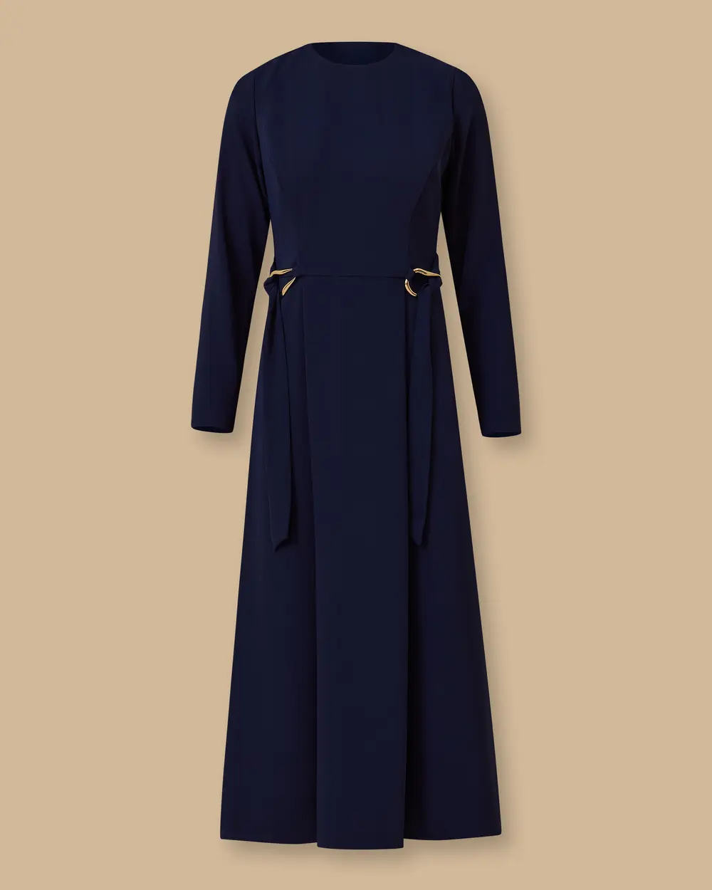 Metal Aksesuarlı Krep Elbise