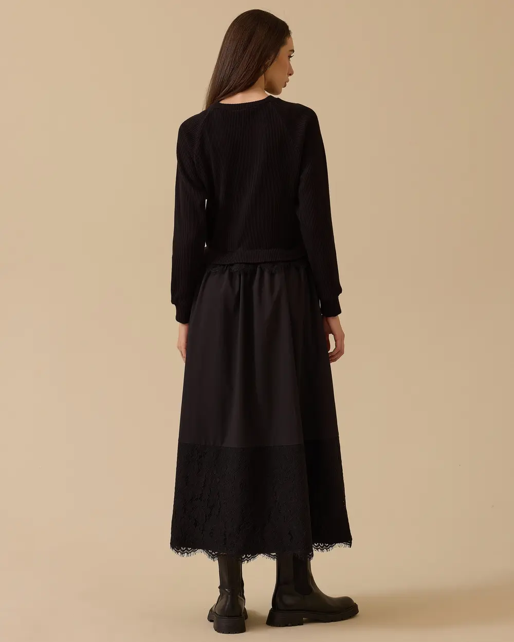 Lace Detailed Two Piece Look Dress