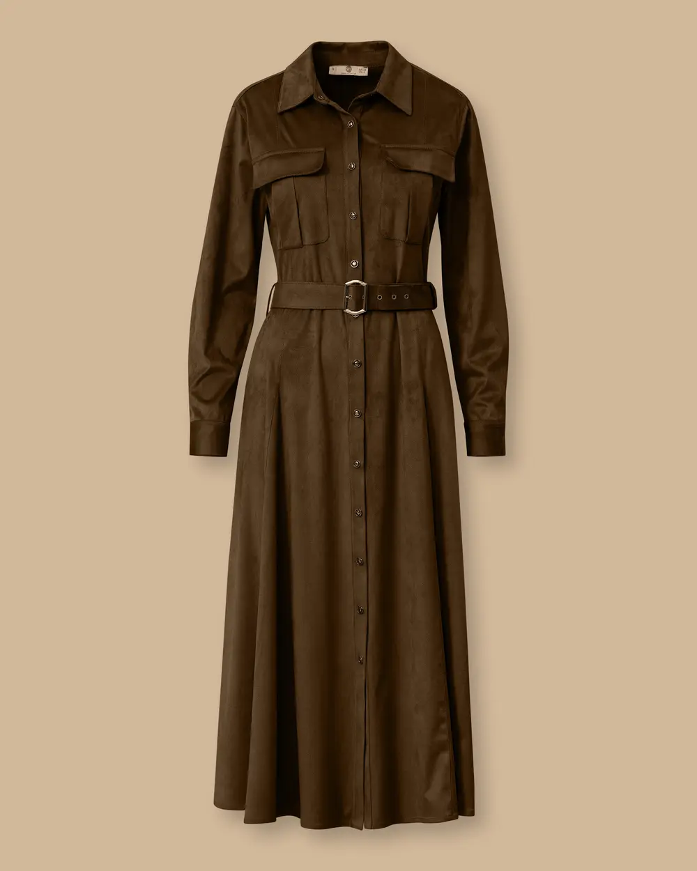 Kemerli Süet Elbise