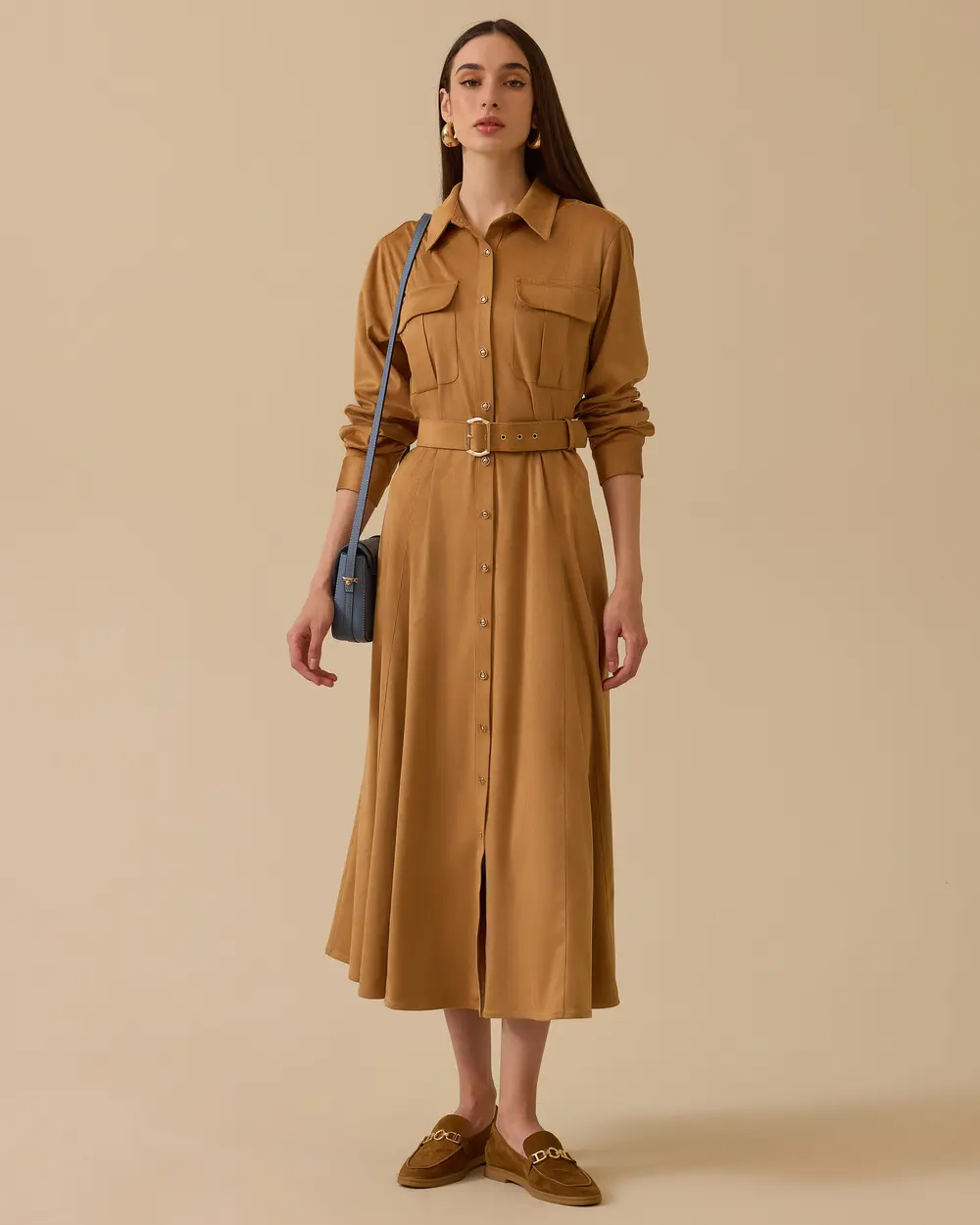 Kemerli Süet Elbise