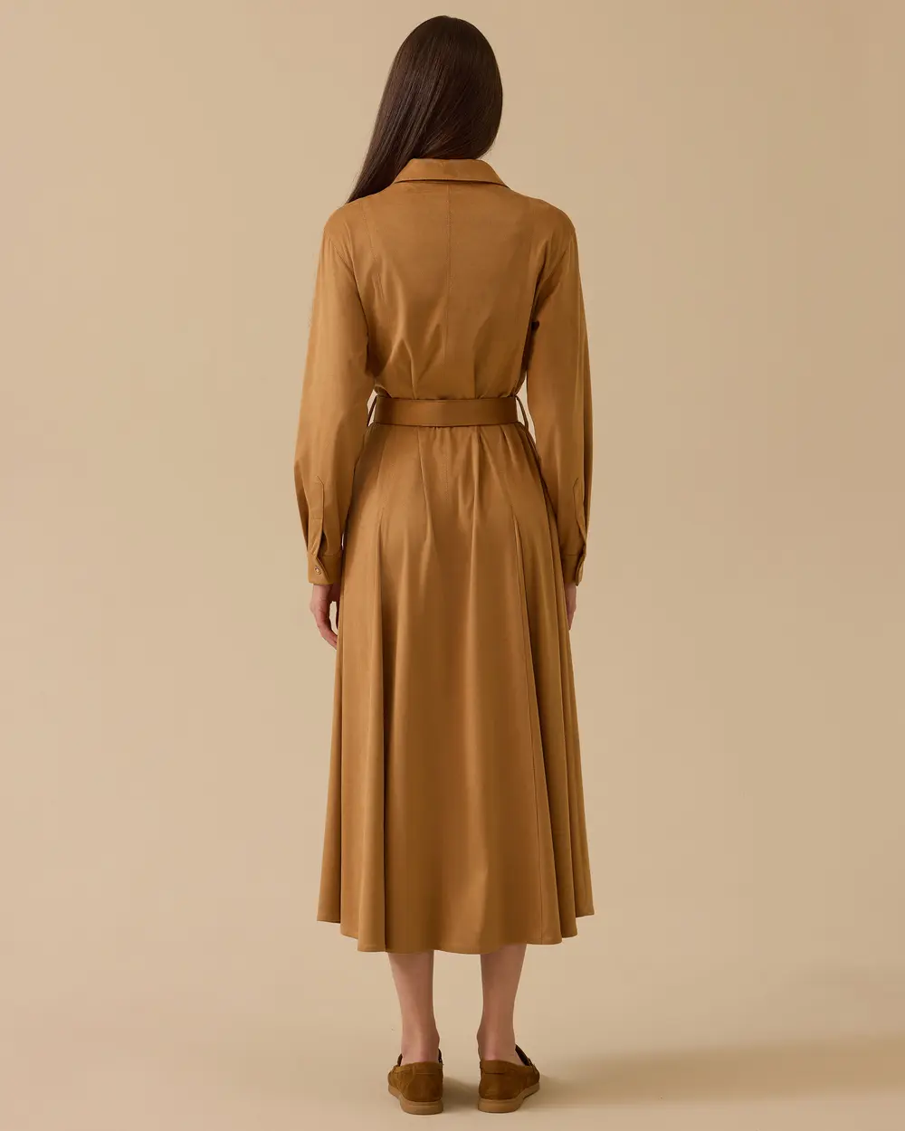 Kemerli Süet Elbise