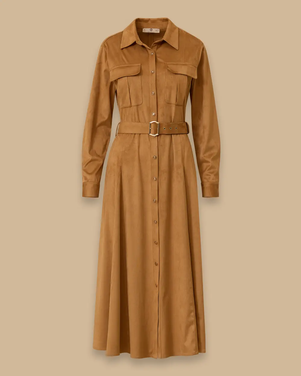 Kemerli Süet Elbise