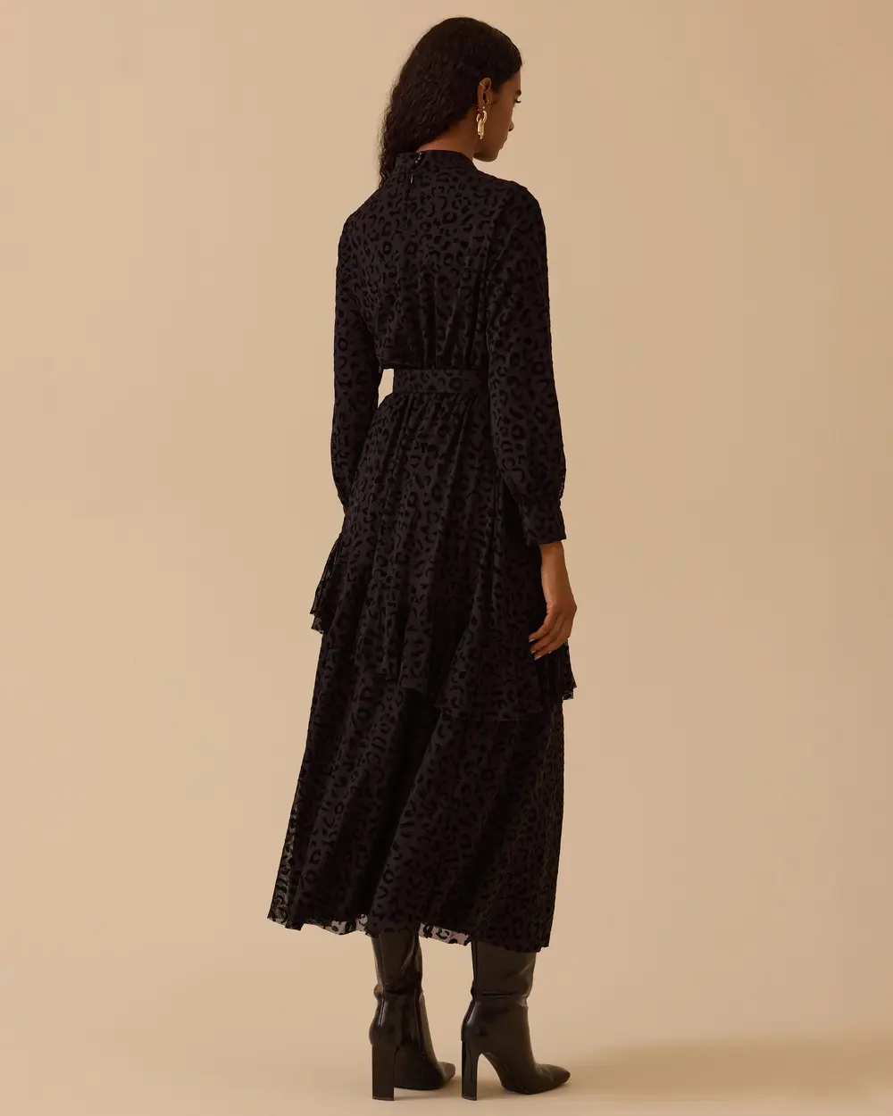 Leopar Desenli Kemerli Elbise