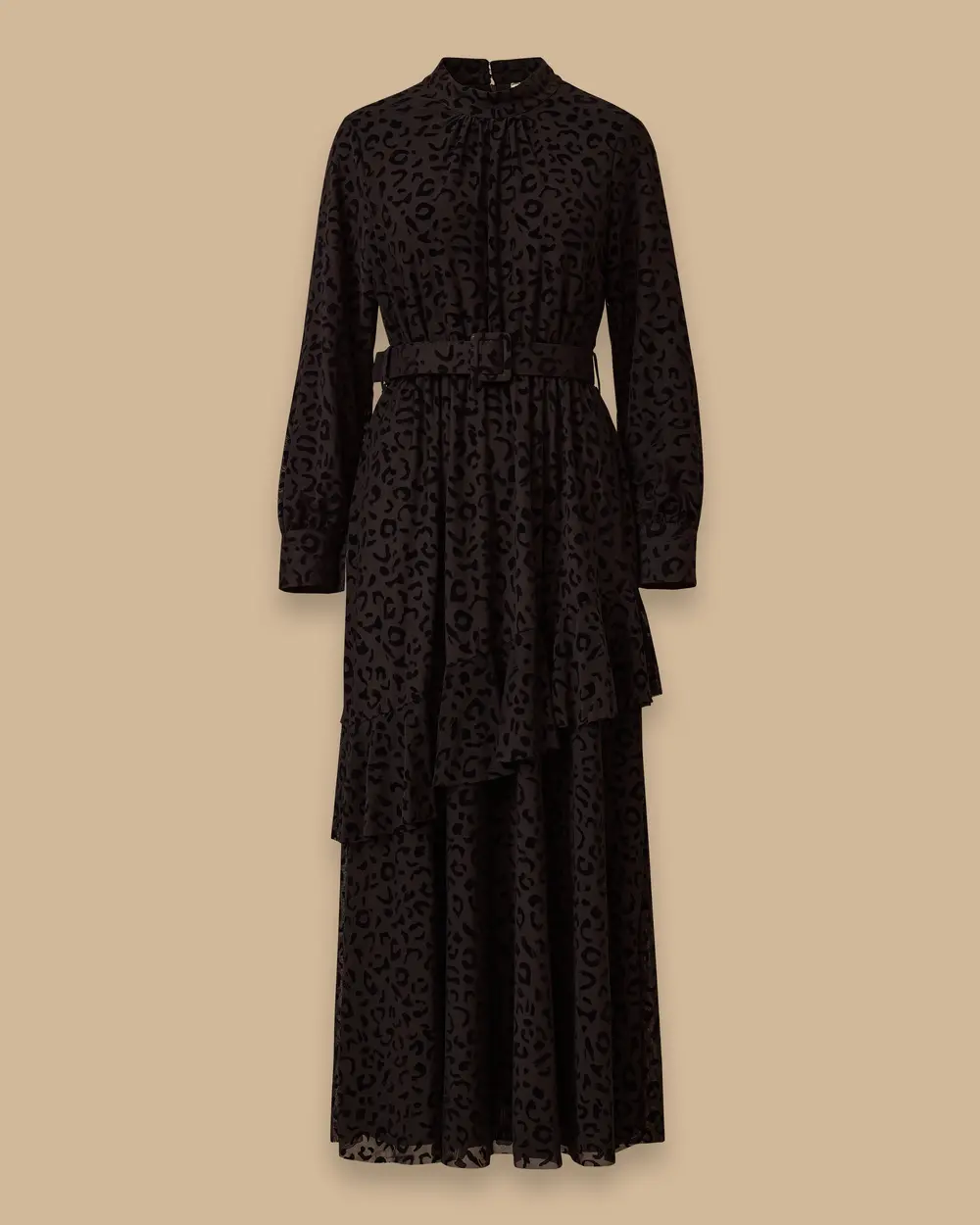 Leopar Desenli Kemerli Elbise