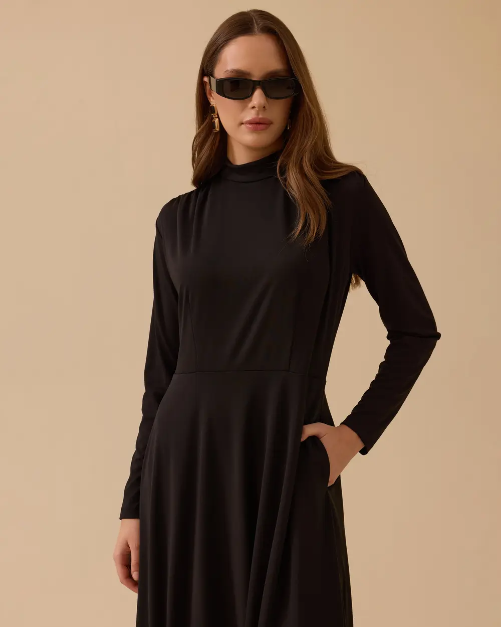 Omuz Büzgülü Kloş Elbise