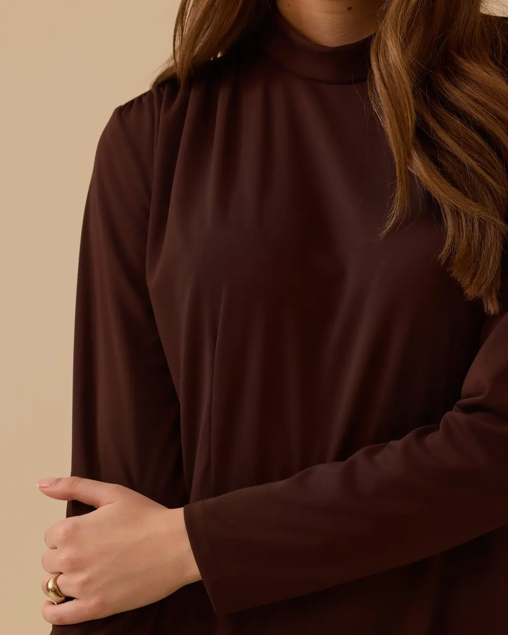 Omuz Büzgülü Kloş Elbise