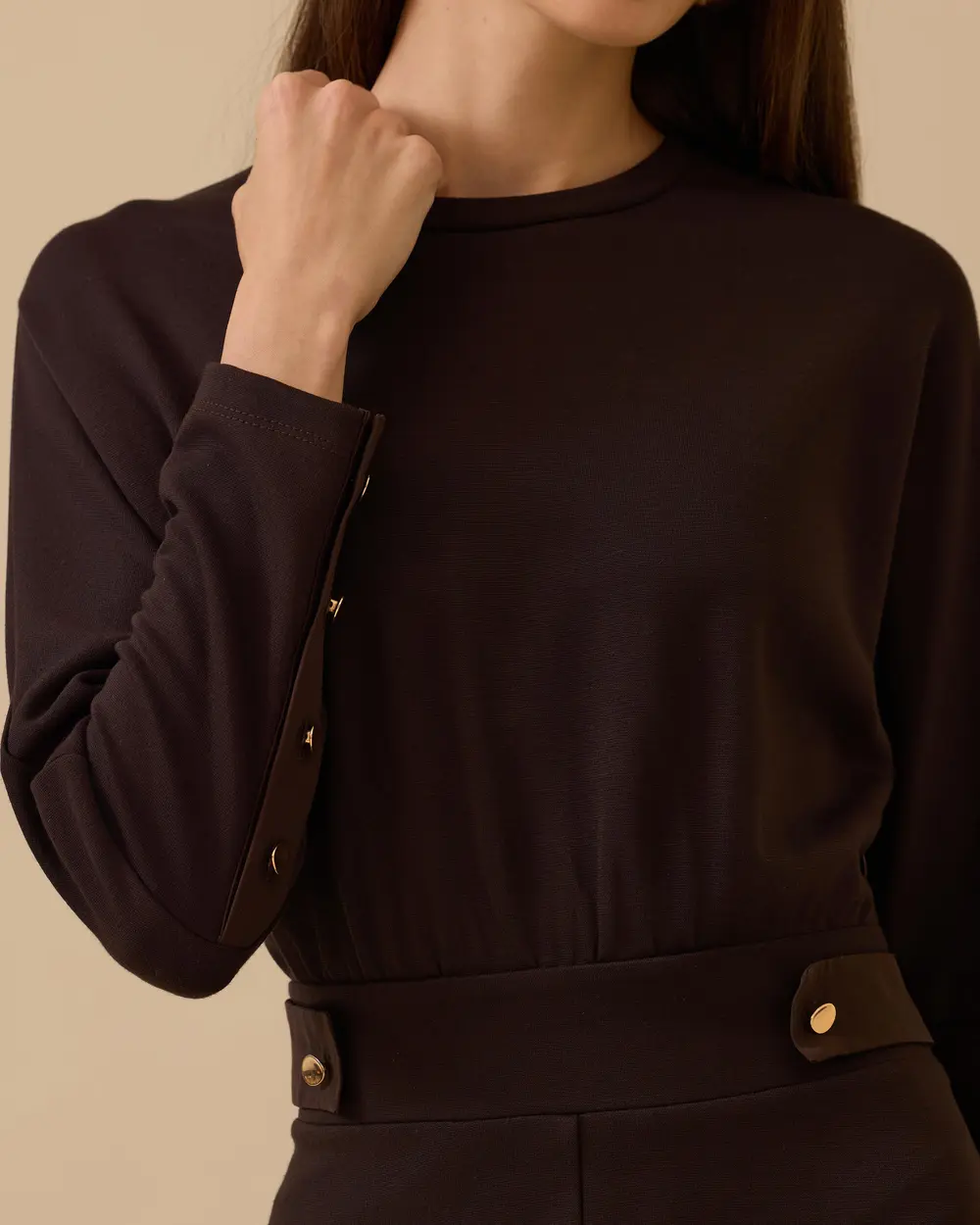 Button Detailed Straight Cut Dress