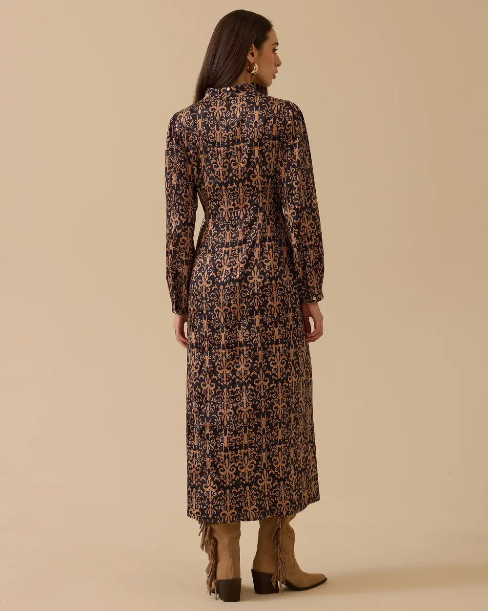 Jacquard Dress with Patterned Chain Detail