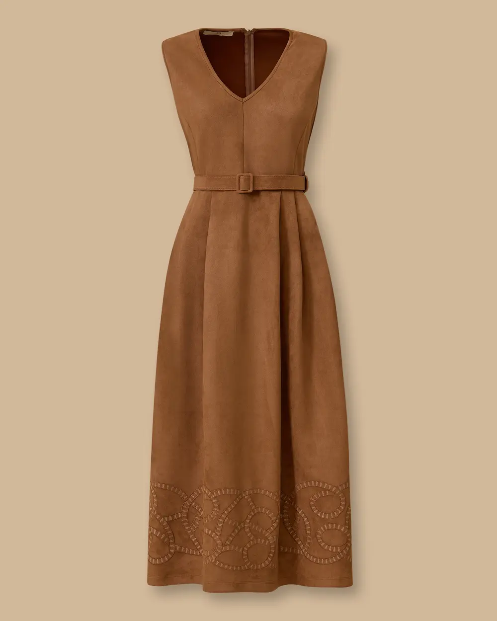 V Neck Suede Gilet Dress
