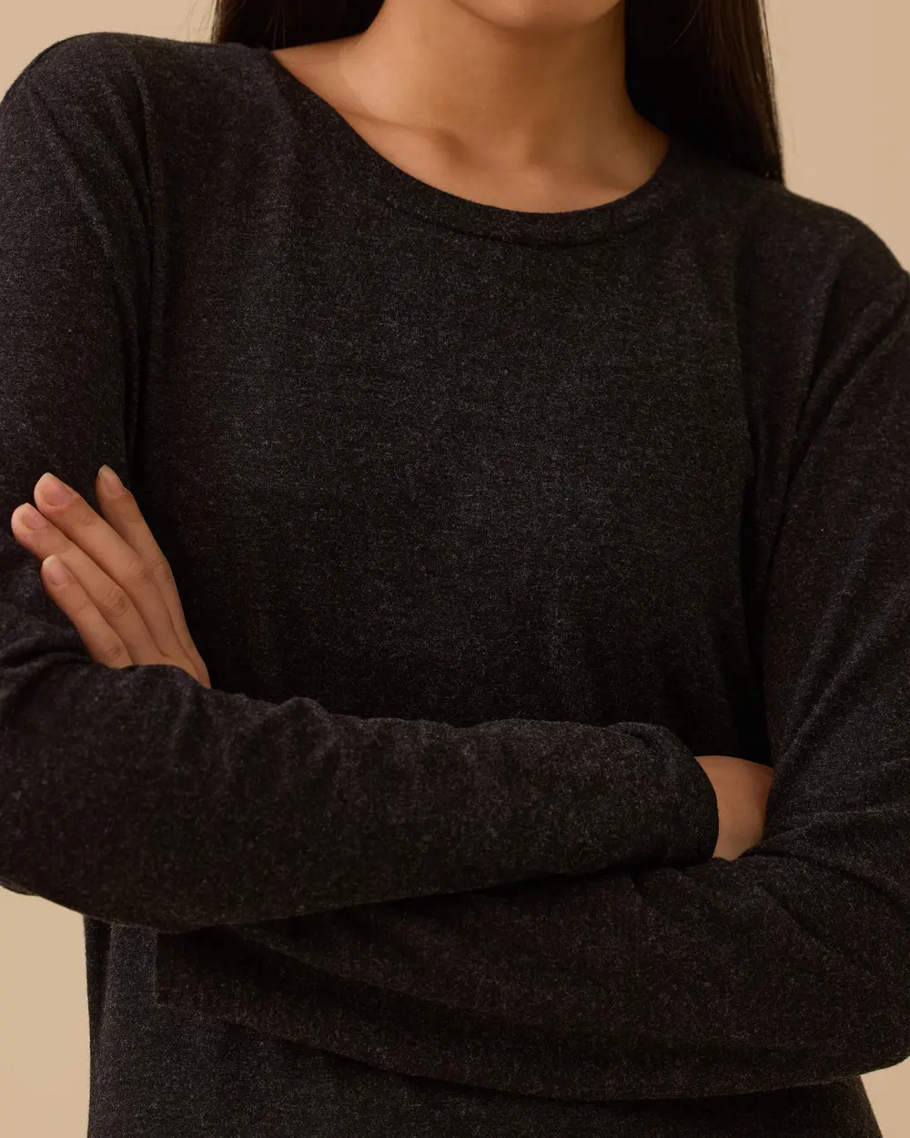 Yuvarlak Yaka Uzun Basic Elbise