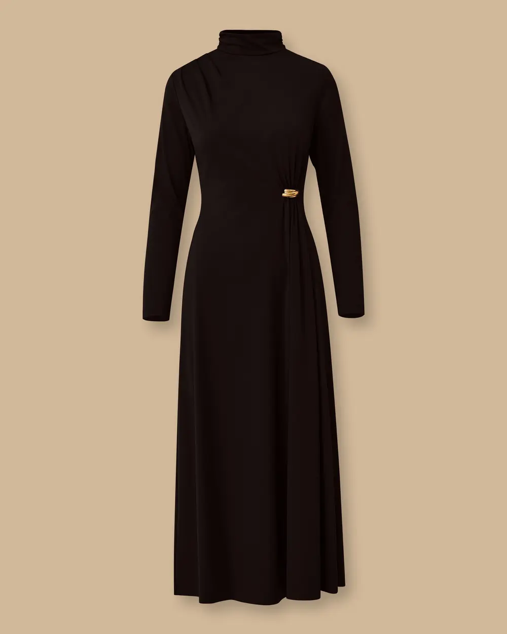 Metal Aksesuarlı Drapeli Elbise