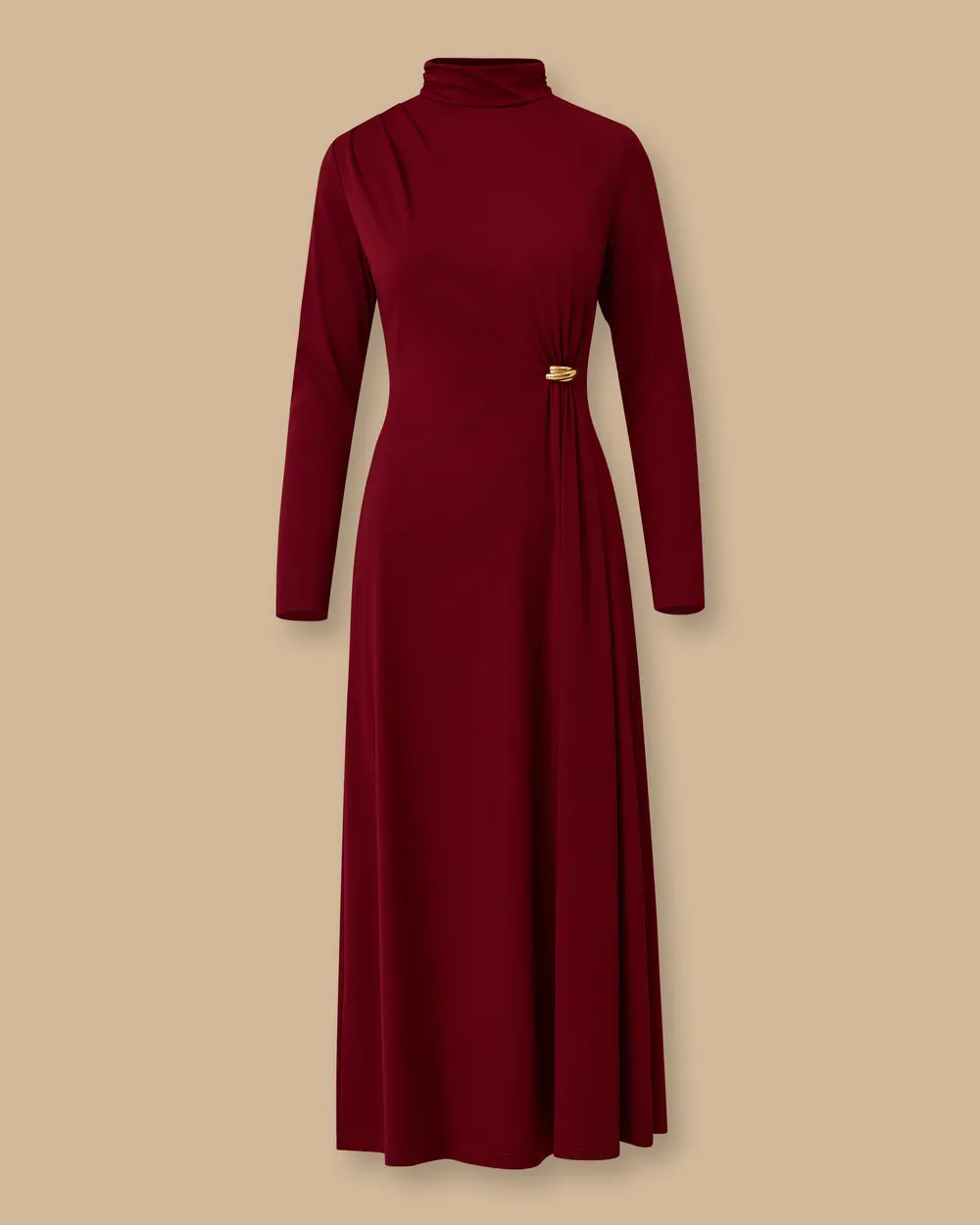 Metal Aksesuarlı Drapeli Elbise