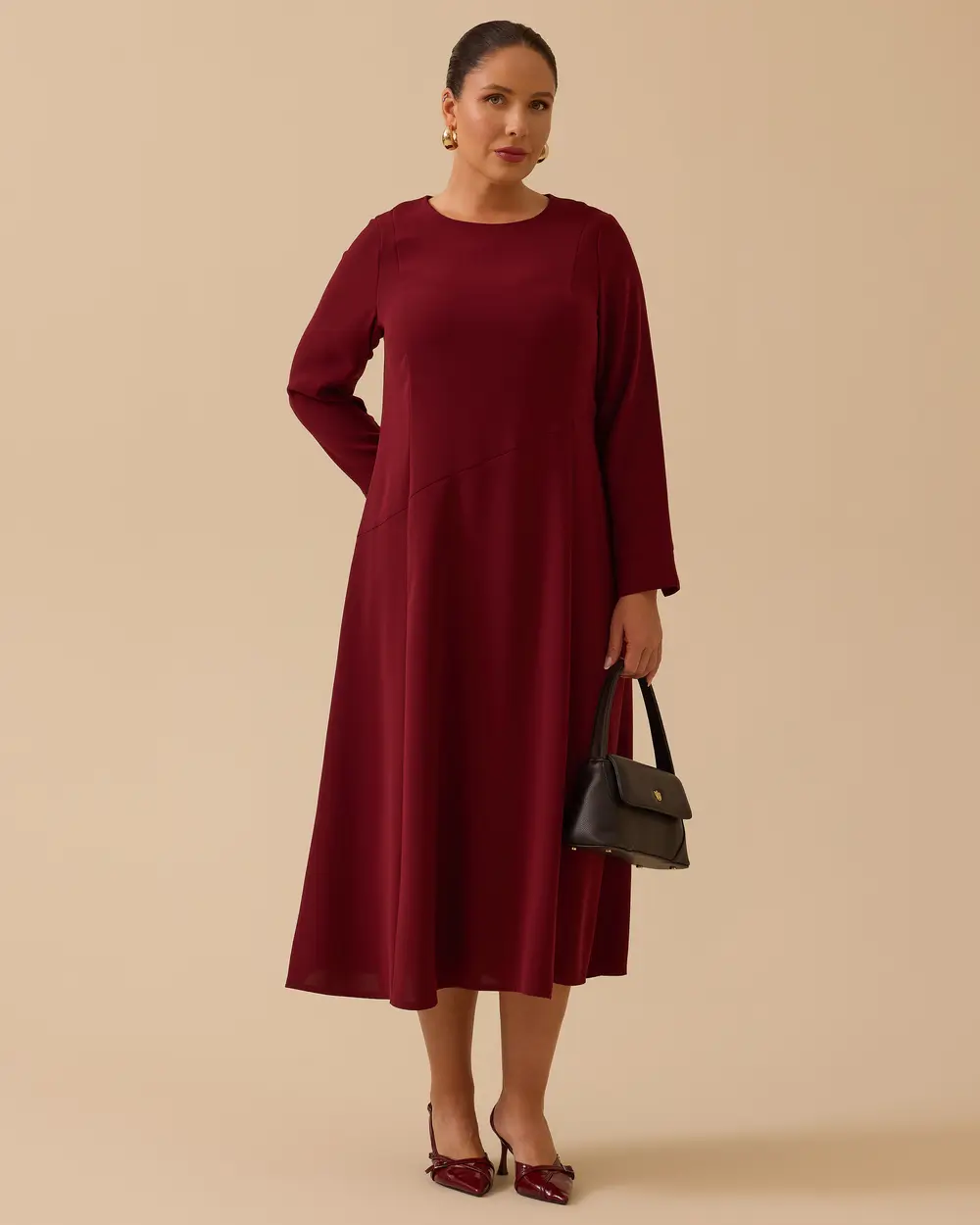 Büyük Beden Basic Midi Elbise