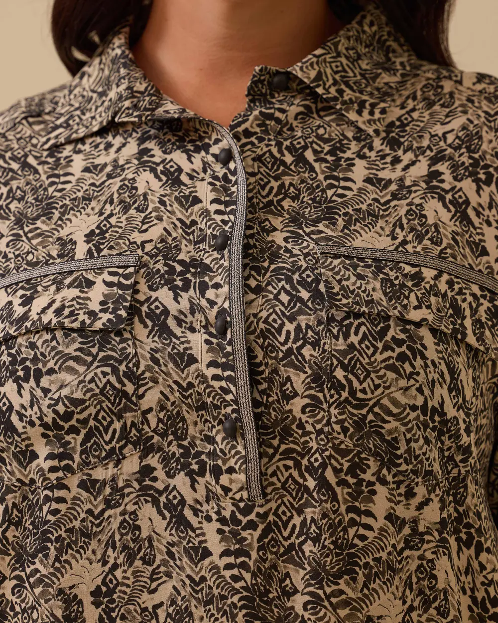 Büyük Beden Desenli Cep Detaylı Elbise