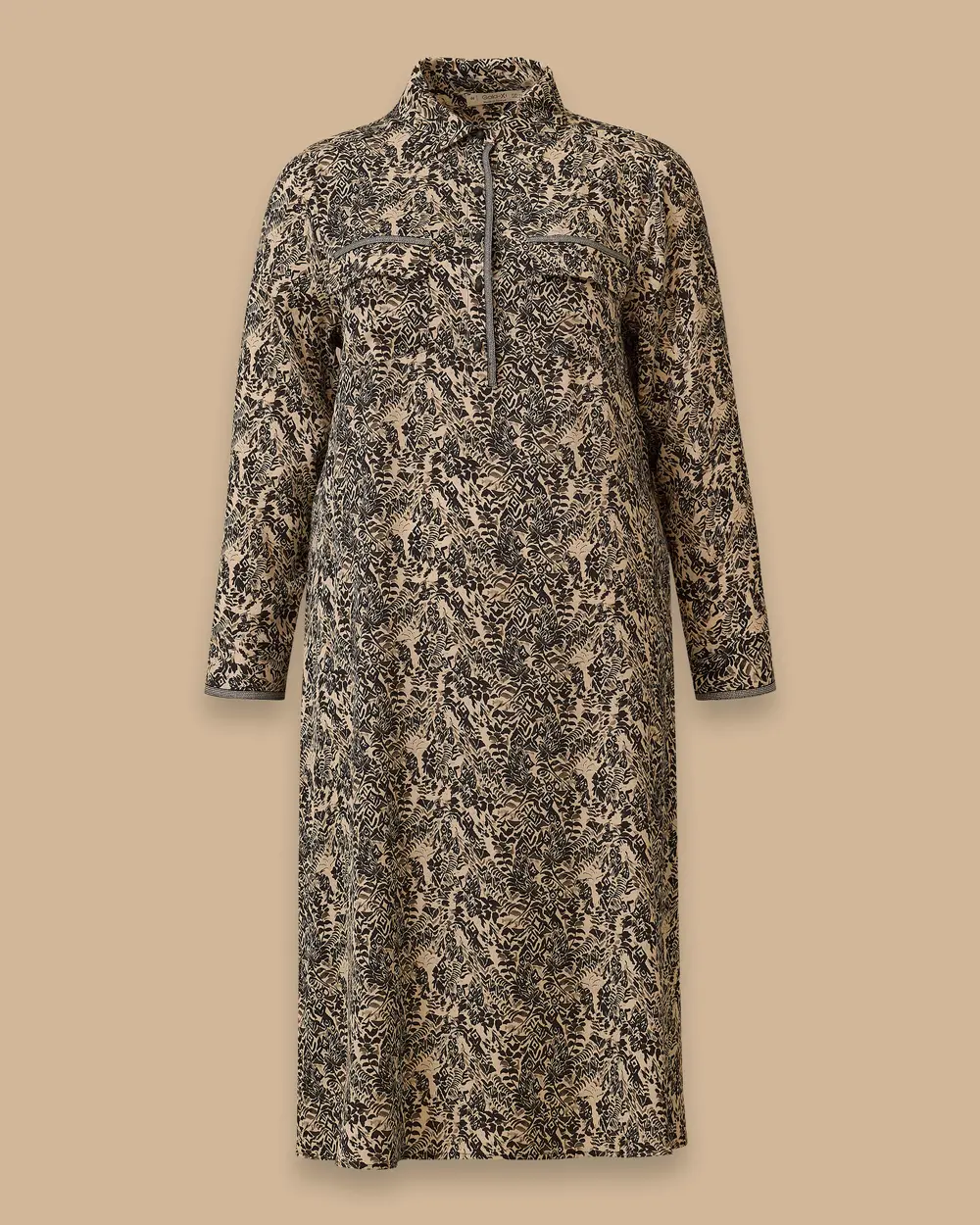 Büyük Beden Desenli Cep Detaylı Elbise