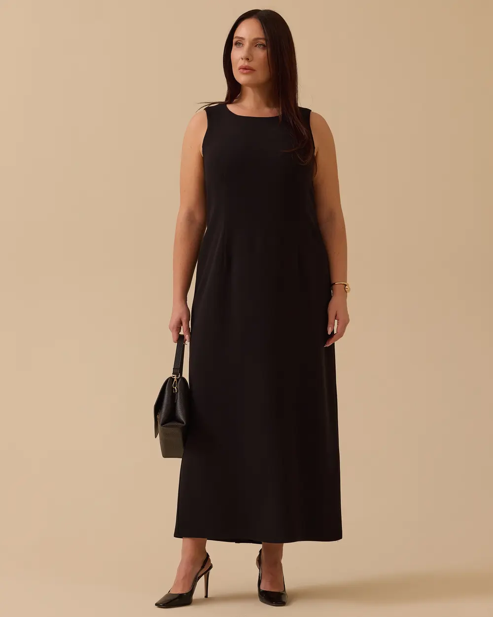 Büyük Beden Kolsuz Jile Elbise