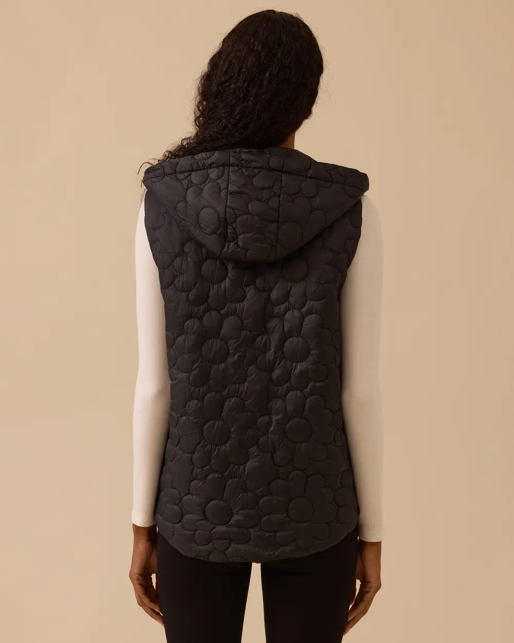 Kapüşonlu Desenli Cepli Yelek