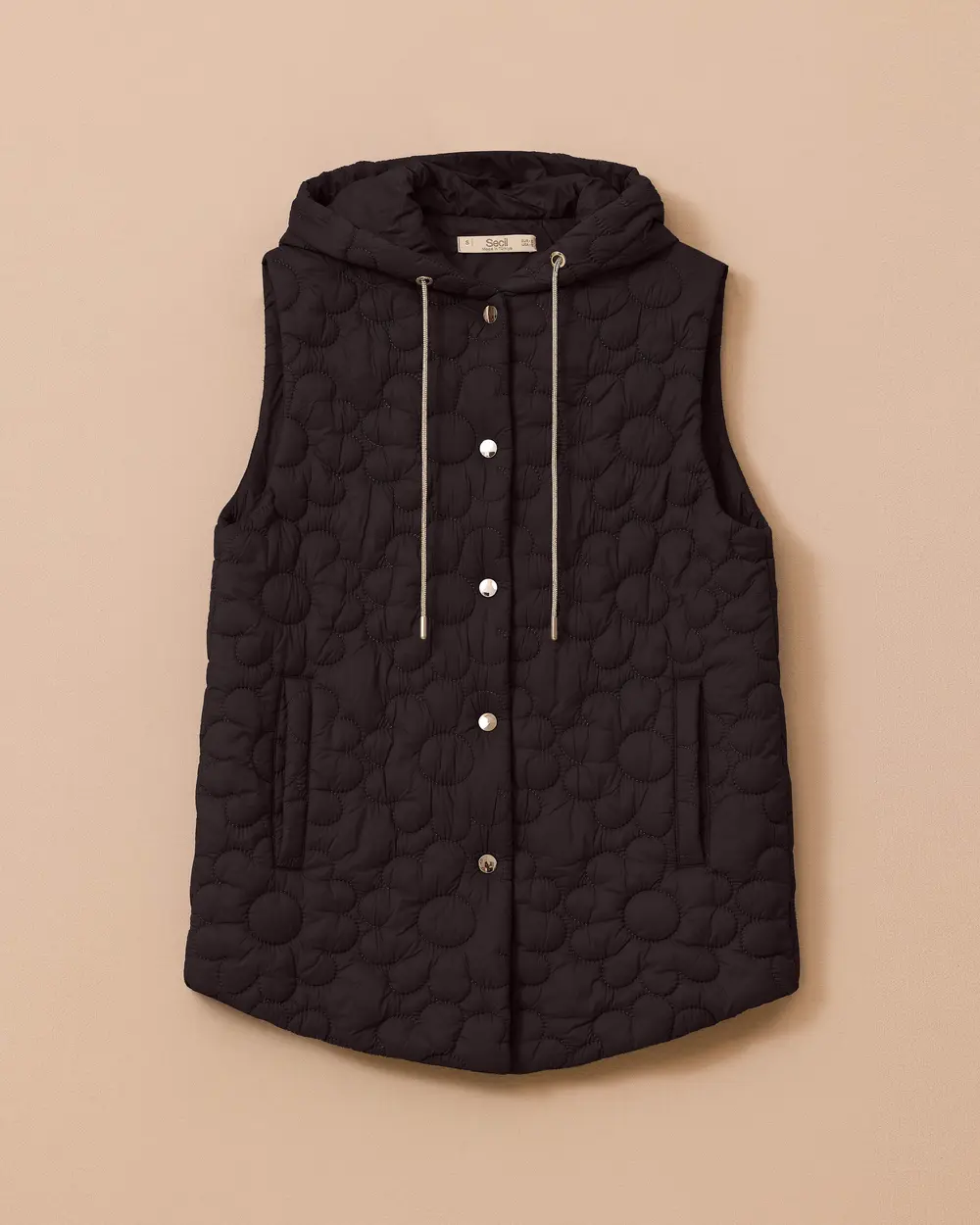 Kapüşonlu Desenli Cepli Yelek