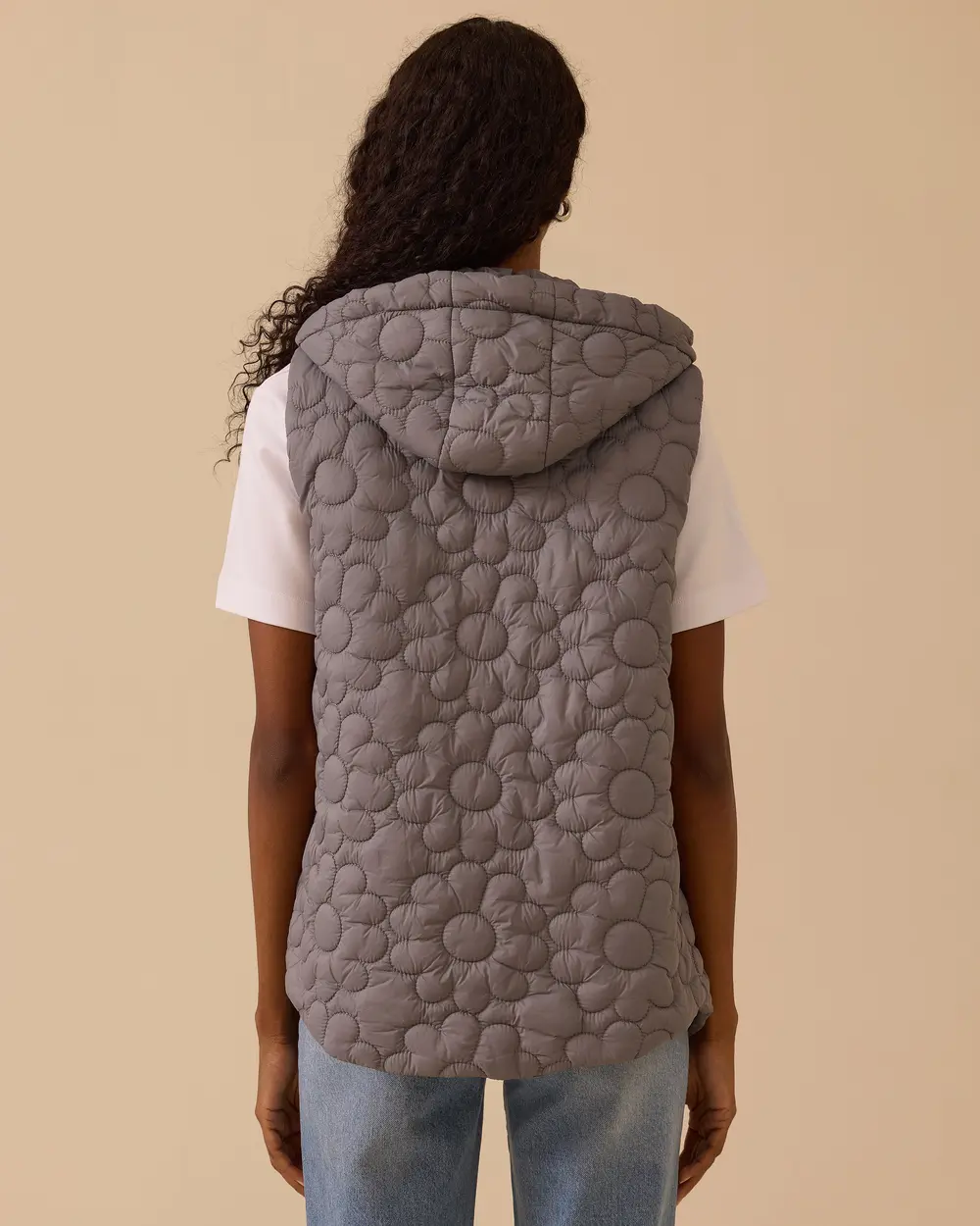 Kapüşonlu Desenli Cepli Yelek