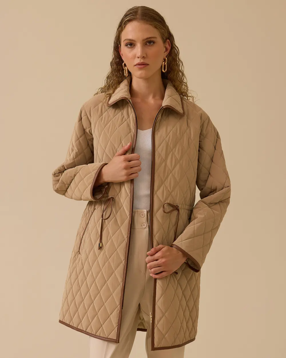 Beli Ayarlanabilir Fermuarlı Kapitone Anorak