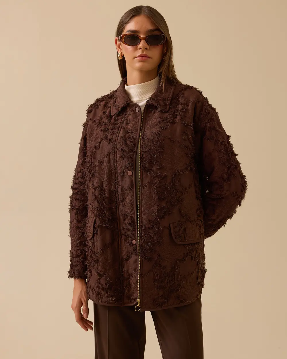 Desenli Dokulu Anorak