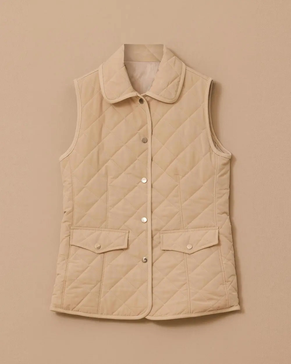 Shirt Collar Quilted Anorak Vest